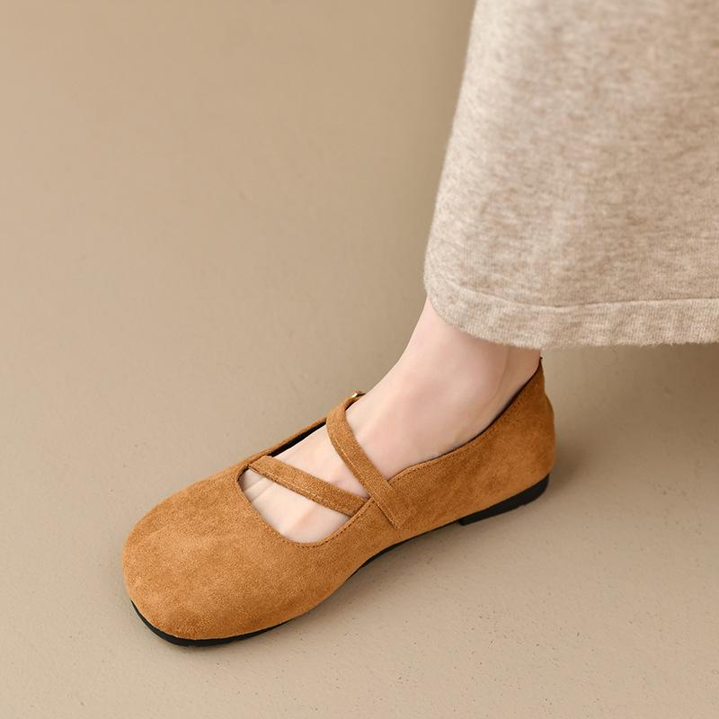 Retro round head shallow mouth double one-word buckle Mary Jane shoes, new ladyshoes in spring and autumn, evening casual single shoes