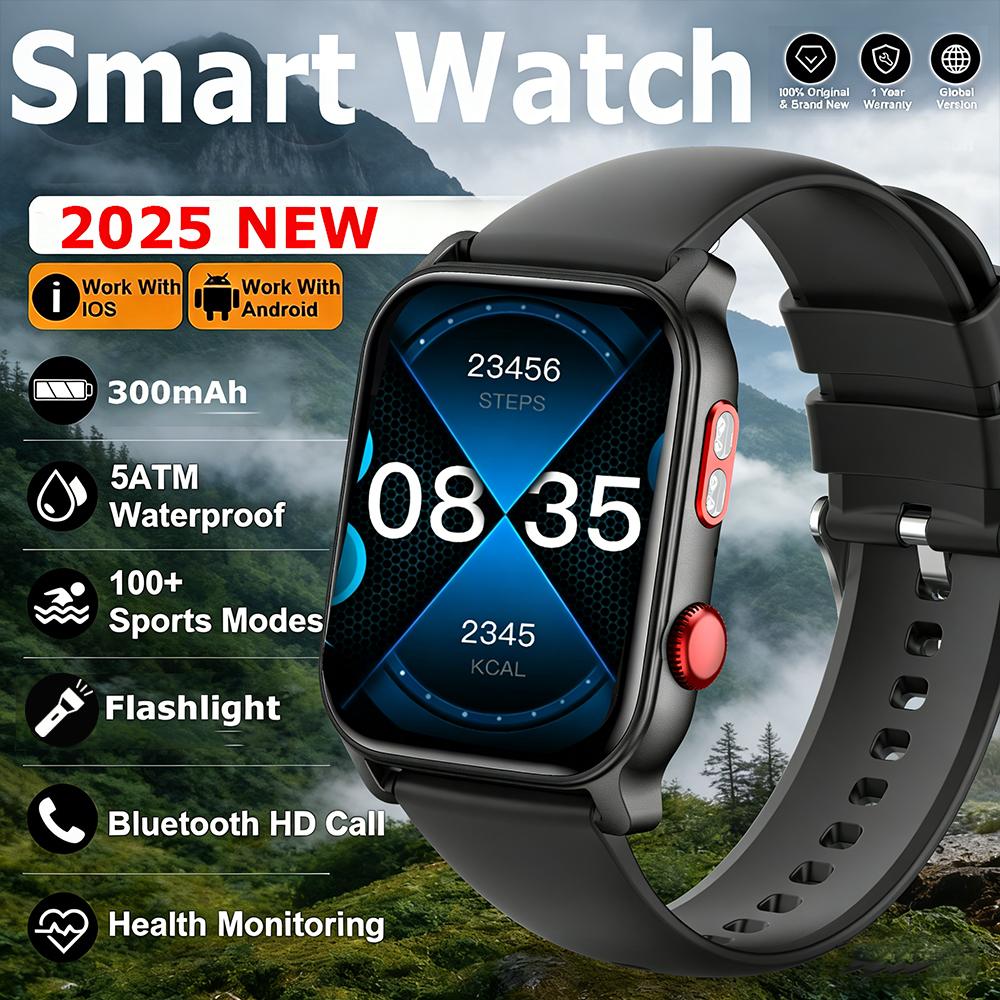 Smart New Watch Women Men Flashlight Heart Rate Monitor Sleep Tracker 1.83" Full Touch Screen Sports Fitness Smartwatch Man