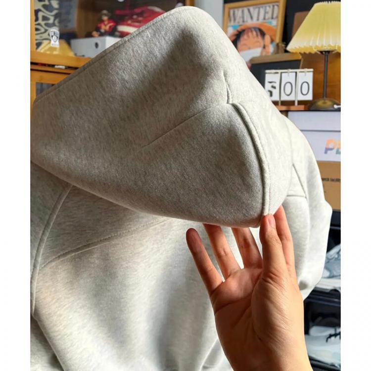 Herren Trendy Herbst Schwere Kapuzenjacke mit Stehkragen und halbem Reißverschluss mit Samtfutter