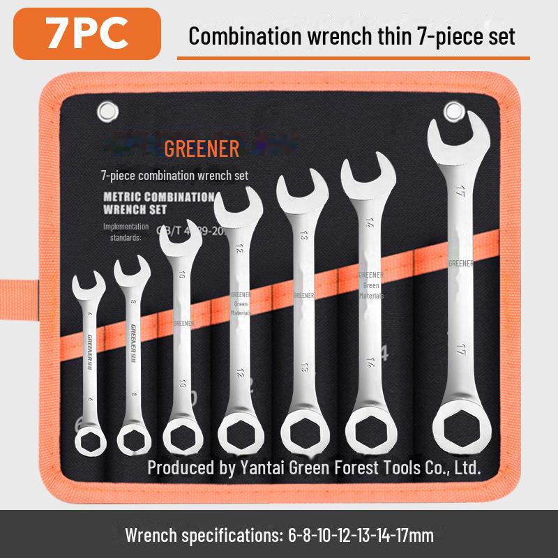 Green Forest Thin Open End Wrench Set: Complete Hardware Tool Set