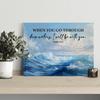 Christian Canvas Wall Art Decor When You Go Through Deep Waters Isaiah 43:2 Scripture Poster Print Picture Bible Ocean Artwork Framed for Home Decor,