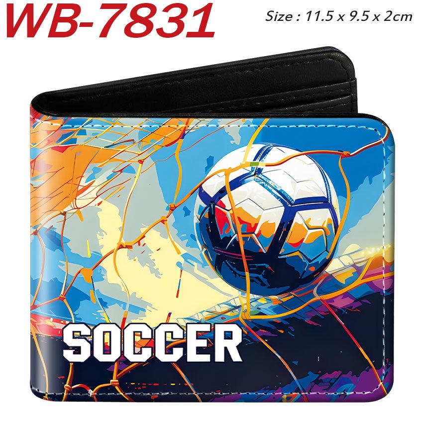 Sports Theme Basketball Football Baseball Print Short Wallet Large Capacity Coin Purse Card Holder for Students PU Leather 1pcs
