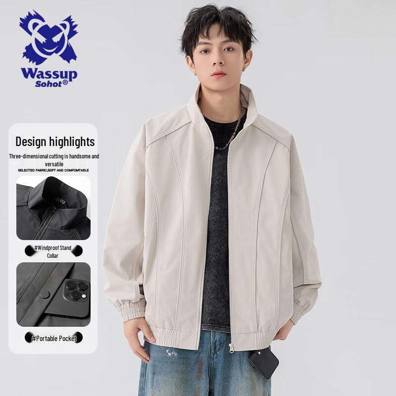 Wassup Sohot Unisex Stand-Collar Windbreaker Jacket