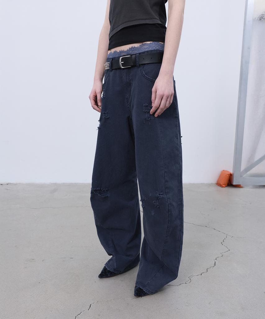 LCDC™ Distressed Curved Pants (Dark Navy)