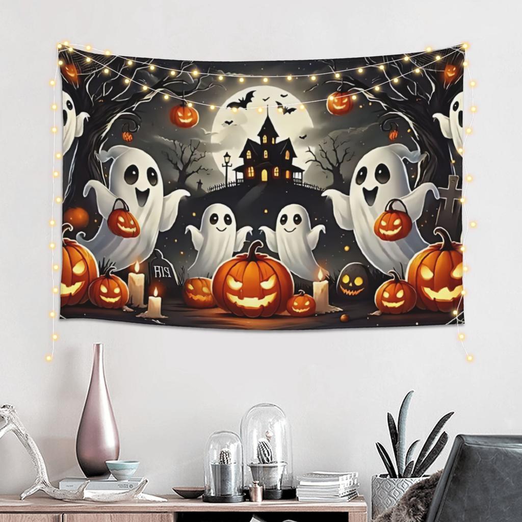 Halloween Girl Pumpkin Mountain Print Tapestry Wall Hanging Blanket Tapestry Home Decor Items Wall Decorations