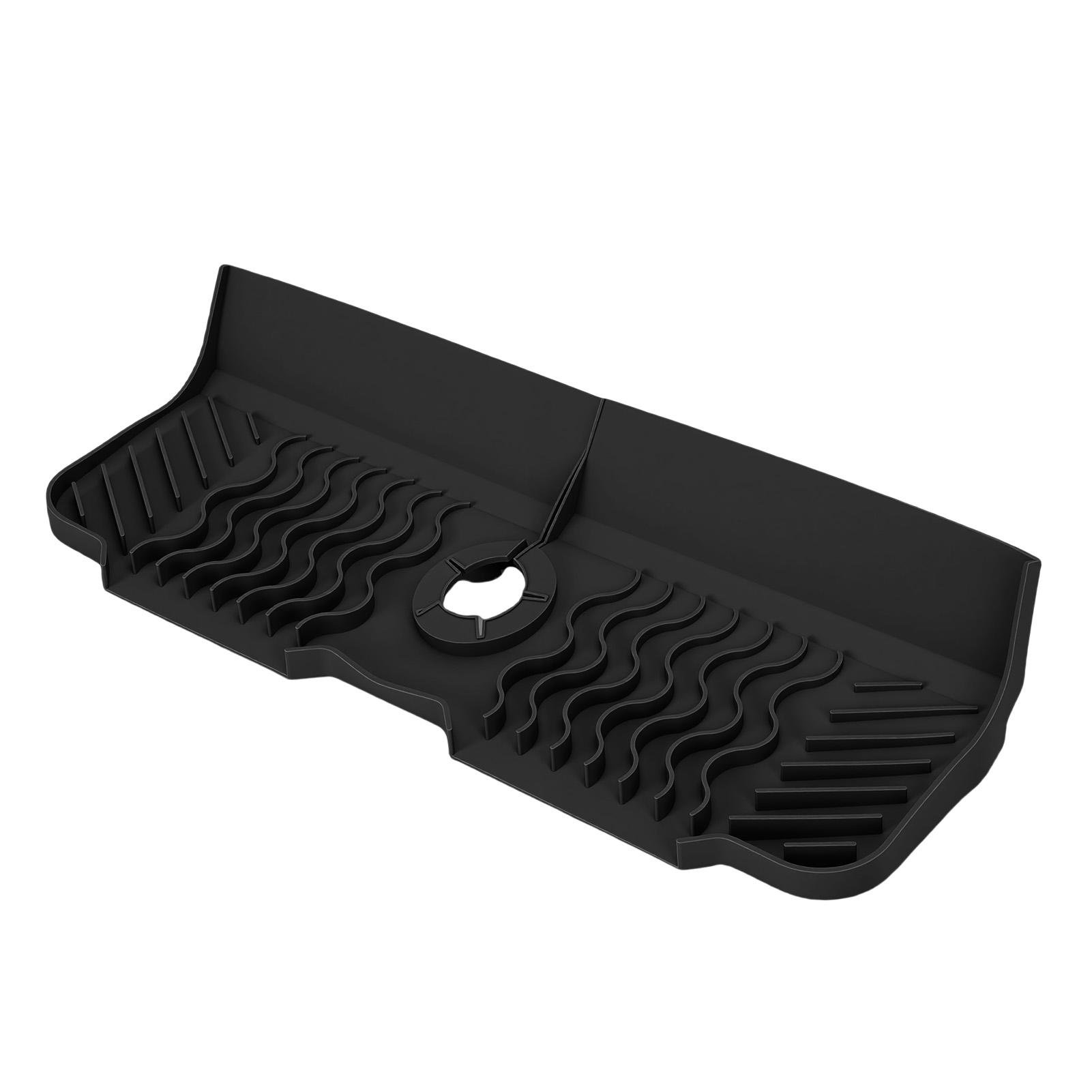 

Silicone Faucet Mat 17.7 Inch Long Sink Protector Draining Mat Prevent Splashing Kitchen Sink Drying Tray Mat for чёрный