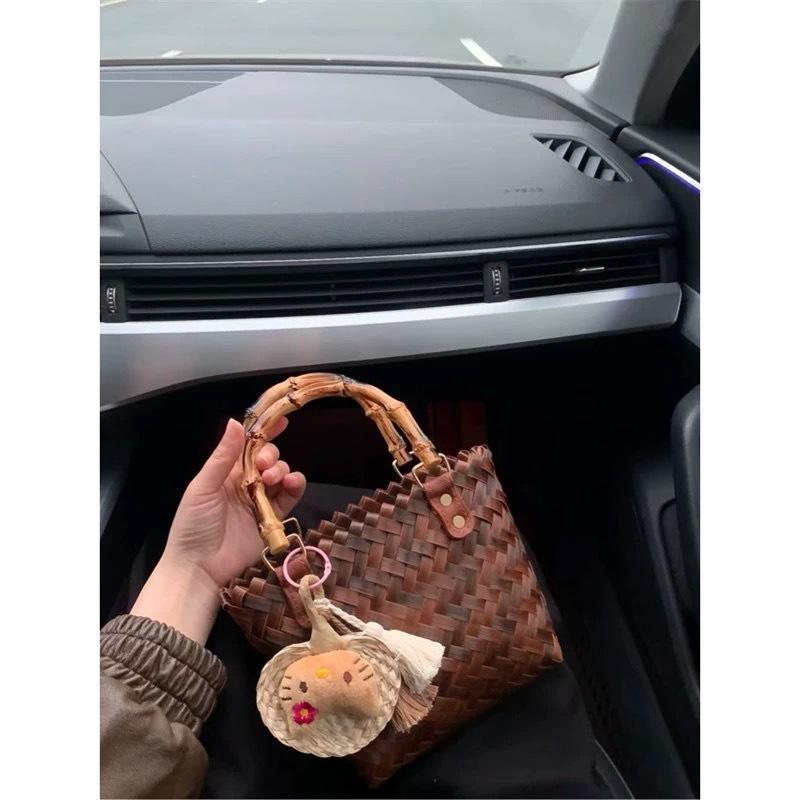 New Hand-held Straw Bag Japanese Women's Bag Daily Commute Summer Mori Foreign Style Hand-woven Bag Vegetable Basket Bag