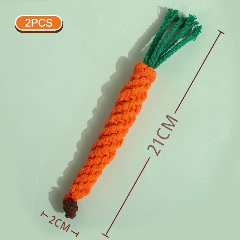 

2 шт. веревка для укуса моркови для домашних собак, безопасные прочные игрушки для жевания собак, устойчивые к укусам, щенки, чистка моляров, хлопковая веревка