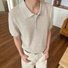 Men's Black Polo Shirt Short Sleeve Knit Casual Top Comfortable Regular Fit Daily Streetwear