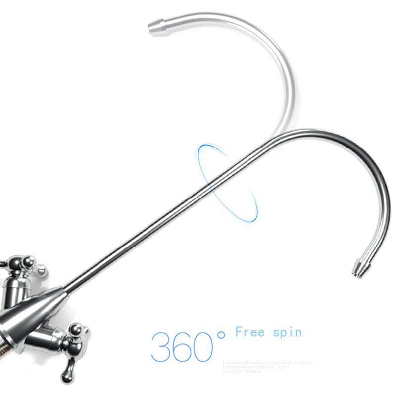 Rotatable Sink Faucet Connect Reverse Osmosis Faucet 1/4 Inch Tainless Steel Kitchen Water Faucet 2Heads Drinking Tool