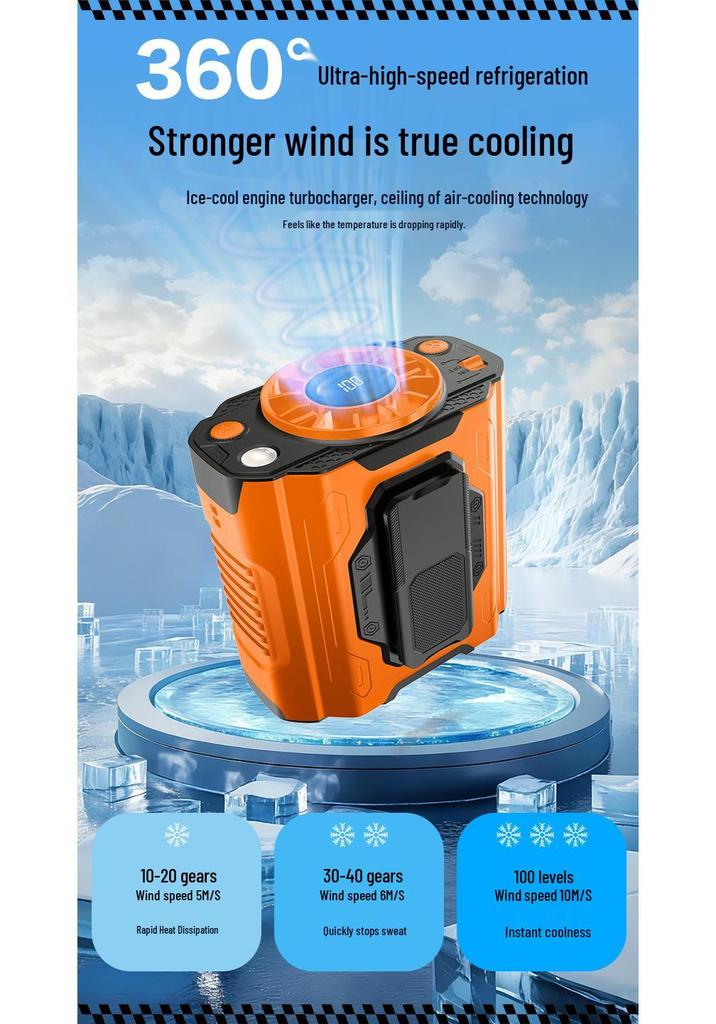 Portable Outdoor Waist Fan with Cooling Ice Pack and Long-Lasting Battery