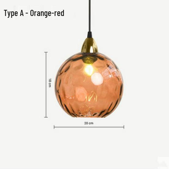 Nordic Embossed Colorful Glass Sphere Pendant Light for Bedroom, Bedside, or Restaurant Bar.