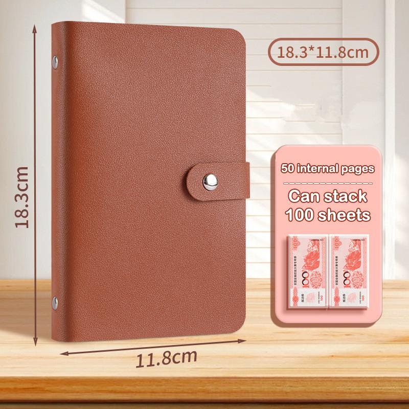

1Pc PU Material Banknote Storage Book Holds 100 Banknotes with Photo Stamp & Card Storage Ideal for Collectors And Financial Use