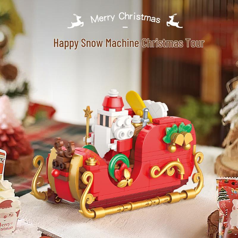 Rotating Music Box Christmas Tree Building Blocks: Festive Ornament Compatible with Lego