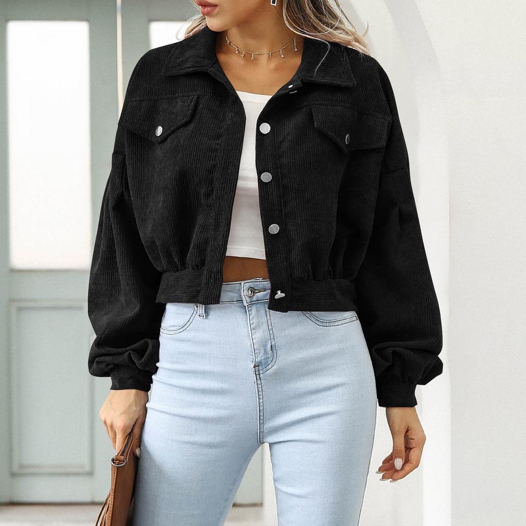 Women's  And Winter Casual Lapel Jacket Single Breasted Short Coat