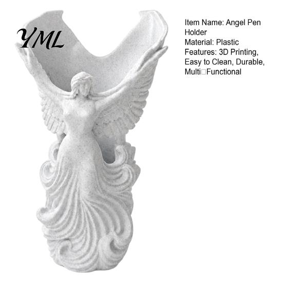 Handcrafted Desk Decor 3D Printed Angel Wings Vase & Pen Holder, Sculpture Custom Stationery Organizer Desktop Decor, Multi?Functional Dry