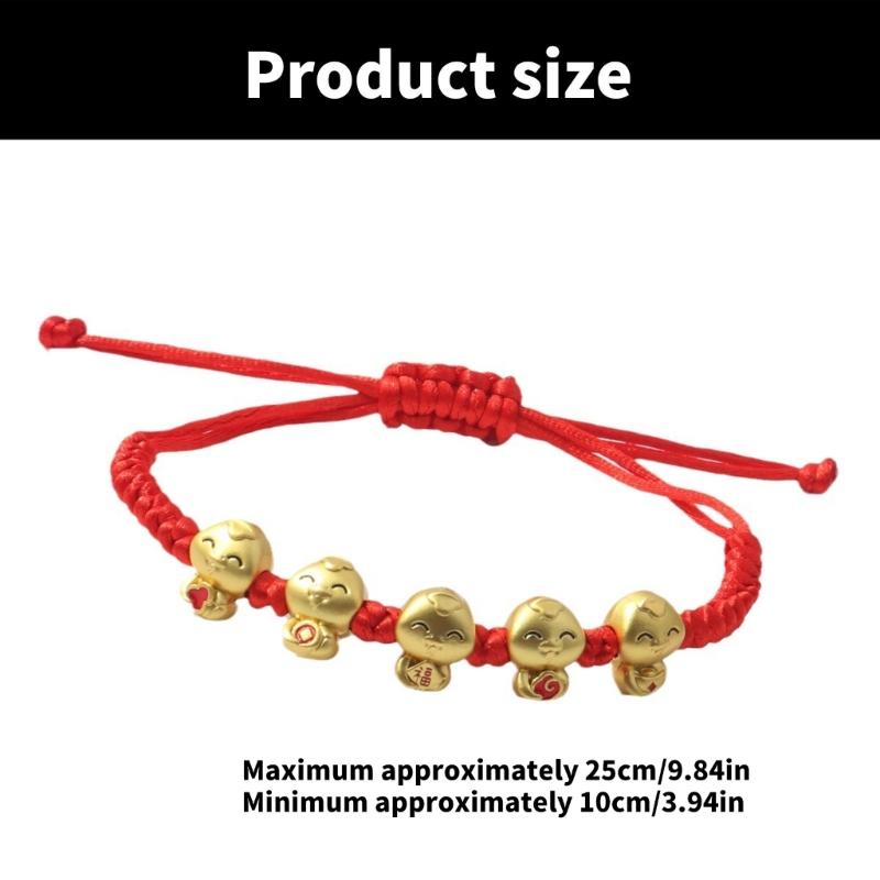 Woven Bracelet Zinc Alloy 10-25cm Snake Charm Redness String Adjustable for Good Luck and Happiness 2025 New Year Gift