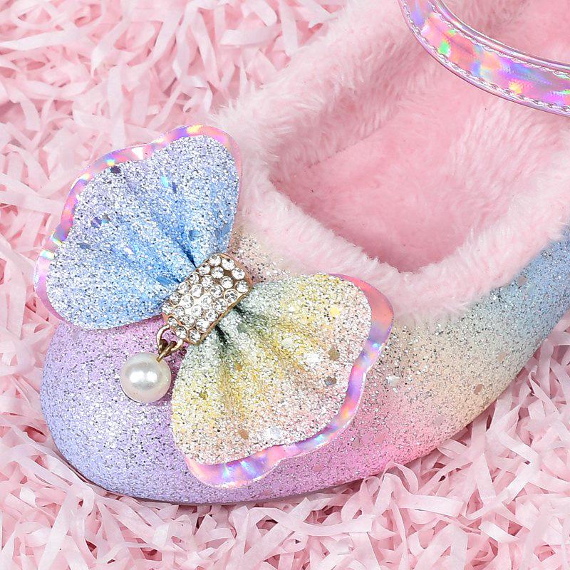 Girls' 2025 Korean Style Princess High Heel Leather Shoes with Colorful Sequins