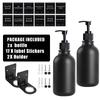 500ml Matte Black Lotion Bottle Plastic Refillable Bottle with Labels Wall-mounted Lotion Bottle Holder Shampoo Conditioner