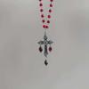 Gothic Punk Black Crystal Cross Pendant Beaded Choker Necklace for Women Men Retro Halloween Party Daily Cosplay Wear Jewelry