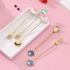 4Pcs Stainless Steel Dessert Spoon Fork Long Handle Coffee Stirring Spoons Cats Teaspoon for Dessert Milkshakes Salad