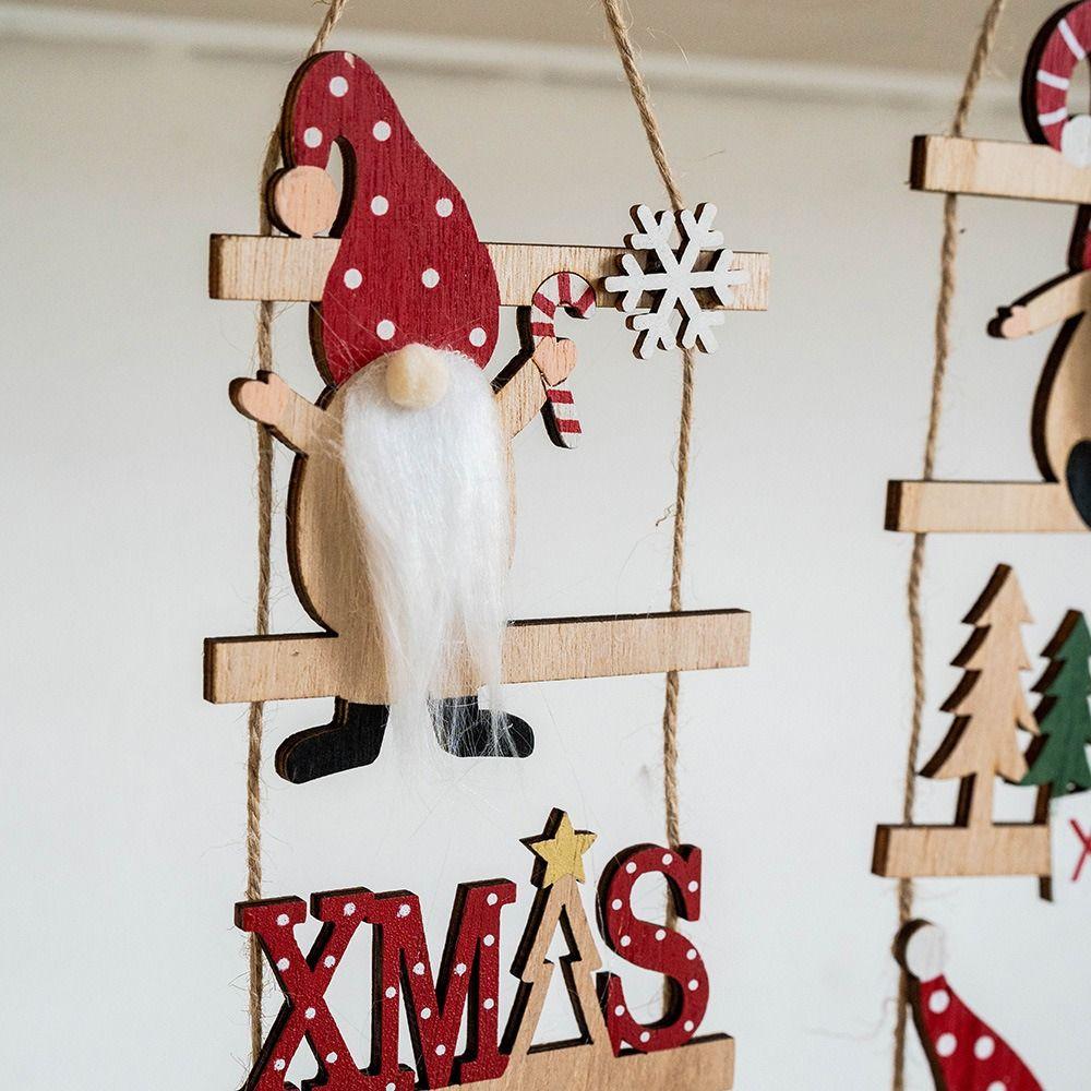Cartoon Climbing Ladder Santa Claus Pendants with Bells Merry Christmas Decor Hotel Office Decor