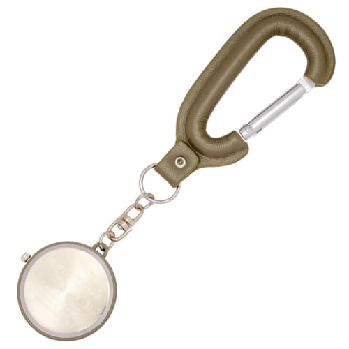 Fieldwork Women's Analog Pocket Watch with Carabiner and Leather Keychain, Coda Khaki, ST303-4