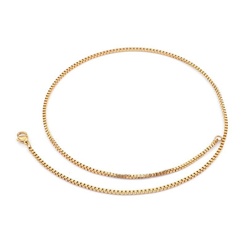 

Titanium Steel Source Basic Chain Box Chain High Color Retention Furnace Vacuum Electroplating 18K Gold Necklace Diy