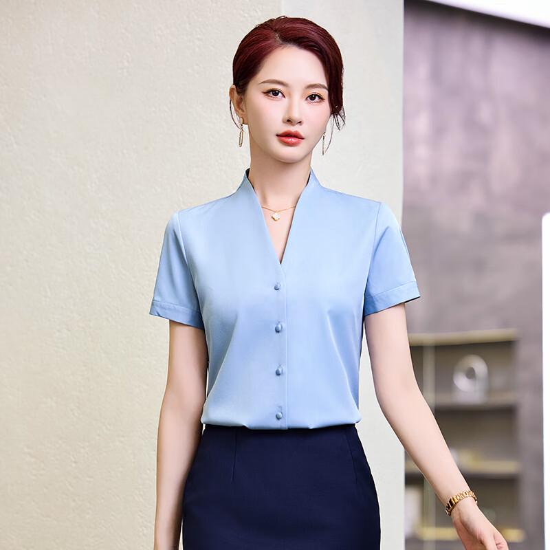 TELUOMAN Women s Short Sleeve V-Neck Blouse 4XL