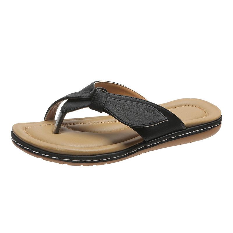 Korean version of summer foreign trade new bow soft bottom toe slippers women wear flat bottom herringbone cool slippers wish