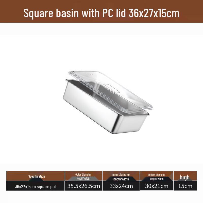 Lainuo Stainless Steel Rectangular Tray with Clear Lid