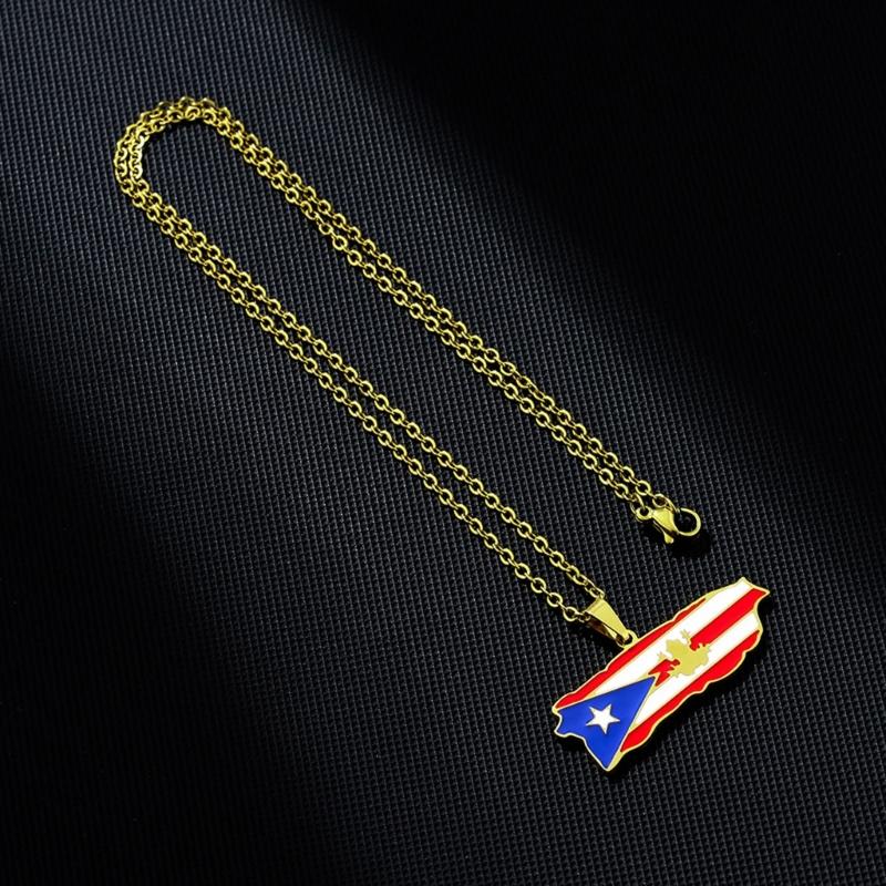 Versatile Puerto Rico Flag Pendant Necklace Puerto Rico Culture Necklace Fashion Jewelry Suitable for Various Occasion