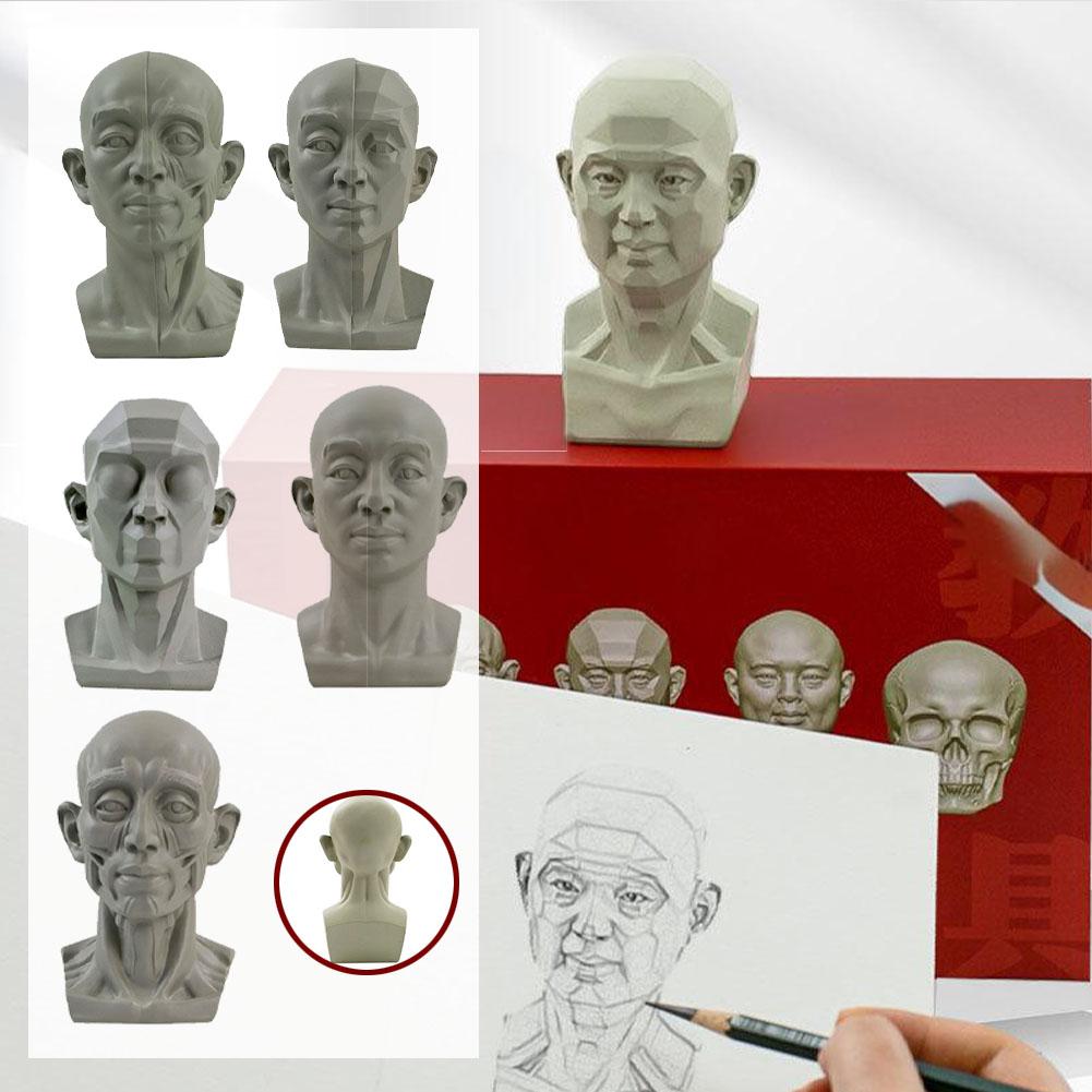 Art Plaster Portrait Teaching Aids Simulation Flat Head Plaster Portrait Practical Mini Version Resin Tool Sketch Learning