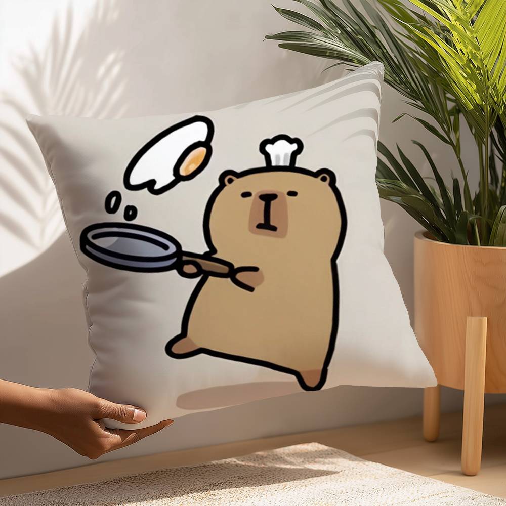 Kawaii C-CapybaraS Kissenbezug Plüschstoff Weicher Kissenbezug Beidseitig bedruckt Kissenbezug Haushaltsgeschenke