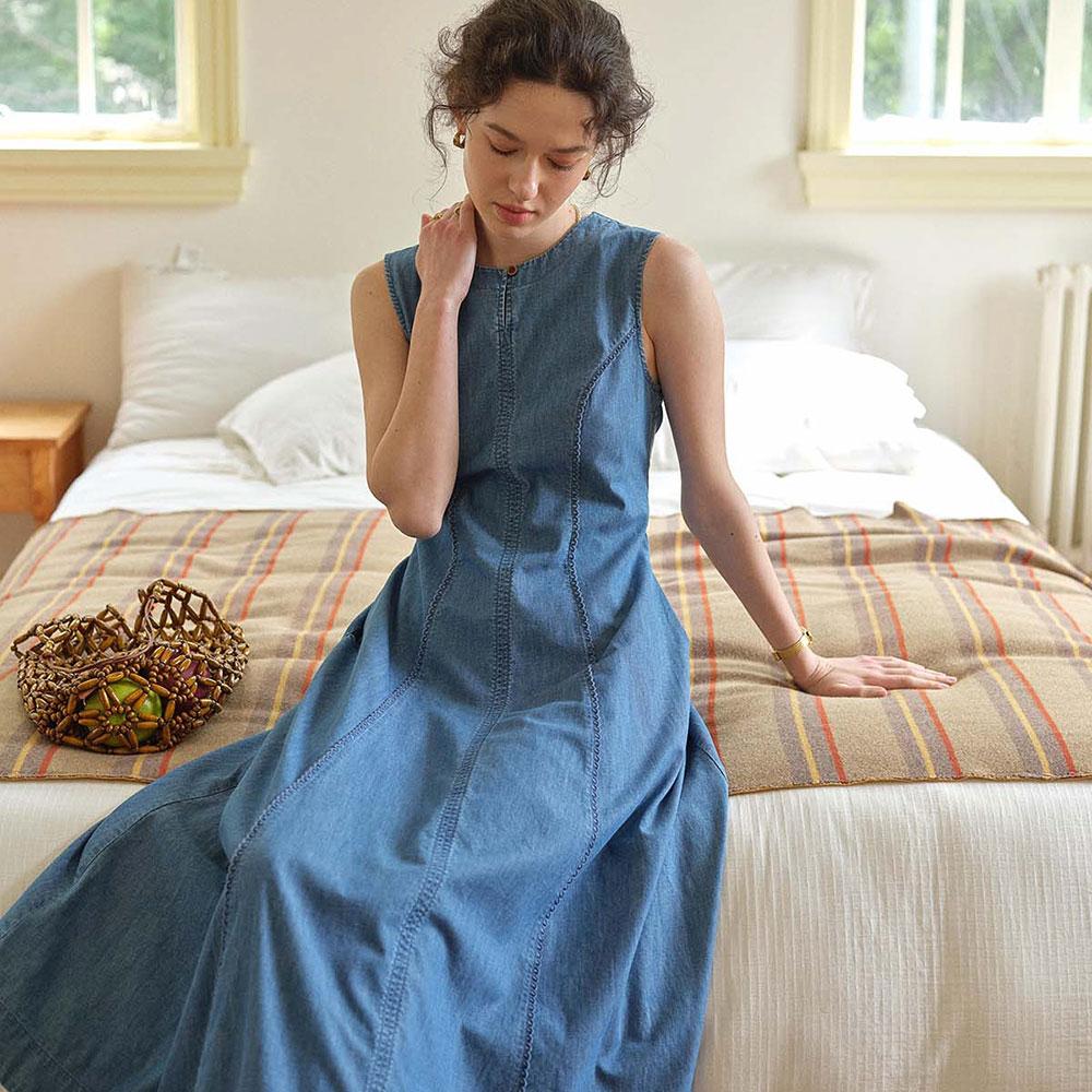 Simpeulleteulo Sr_Faux Denim Tank Dress