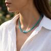 Minimalist Aqua Blue Beaded Choker for Women Cute Ocean Fish Pendant Collar Necklace Summer Beach Vacation Jewelry