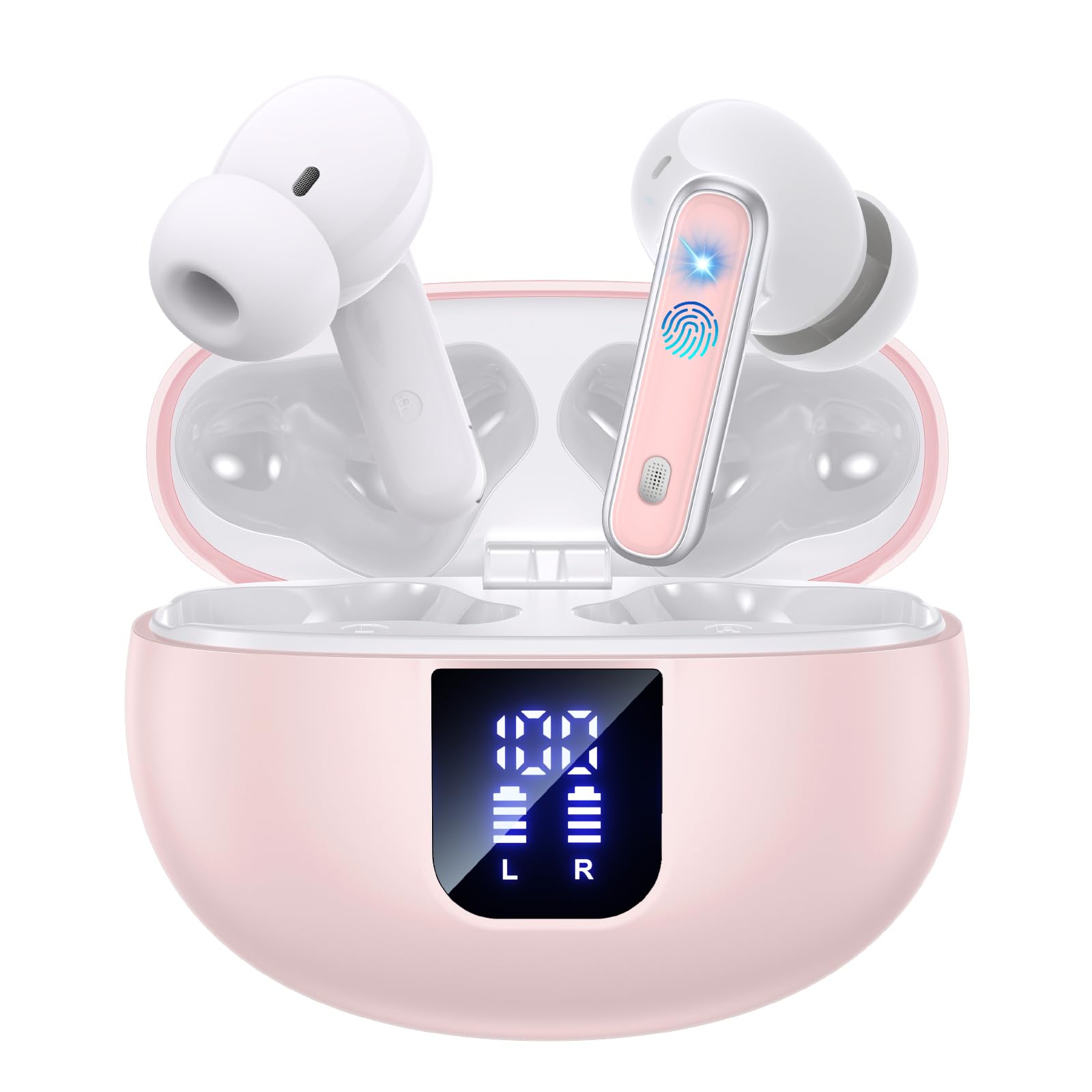 

Беспроводные Bluetooth-наушники EUQQ с сбалансированным звуком Bluetooth Полный светодиодный шум Звук Компактные и идеально подходят для Интернета и многого другого Качество 2-в-1, розовый