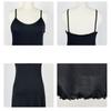 Einfarbiges Milchseiden-Nachthemd Schwarz/Weiß Rückenfrei Pflegeleicht Damen-Loungewear 930 Klassische pflegeleichte Nachtwäsche für den täglichen Gebrauch