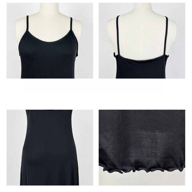 Einfarbiges Milchseiden-Nachthemd Schwarz/Weiß Rückenfrei Pflegeleicht Damen-Loungewear 930 Klassische pflegeleichte Nachtwäsche für den täglichen Gebrauch