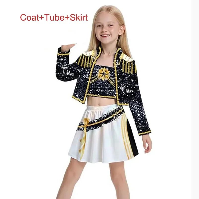 Kids K-pop Rumi Zoey Mira Cosplay Huntrix Costume 3D Print Demon Hunters Mira Stage Costumes Child Halloween Party Clolthes Set