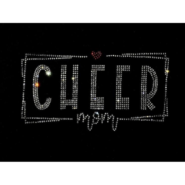 Set of 2 Bling Cheer Mom Iron On 8.3' Width Rhinestones Patch Crystal Hotfix Heat Transfer DIY Applique