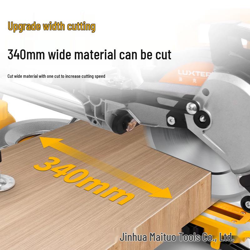 LUXTER 8-inch Sliding Compound Miter Saw with Single Bevel, Aluminum Cutting, Laser Guide, and 45° Woodworking Capability.