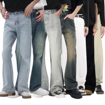 Four Seasons Pants Men's Mid-Waist Jeans Men's Autumn New Loose Micro-horn Mopping Wide Leg Pants
