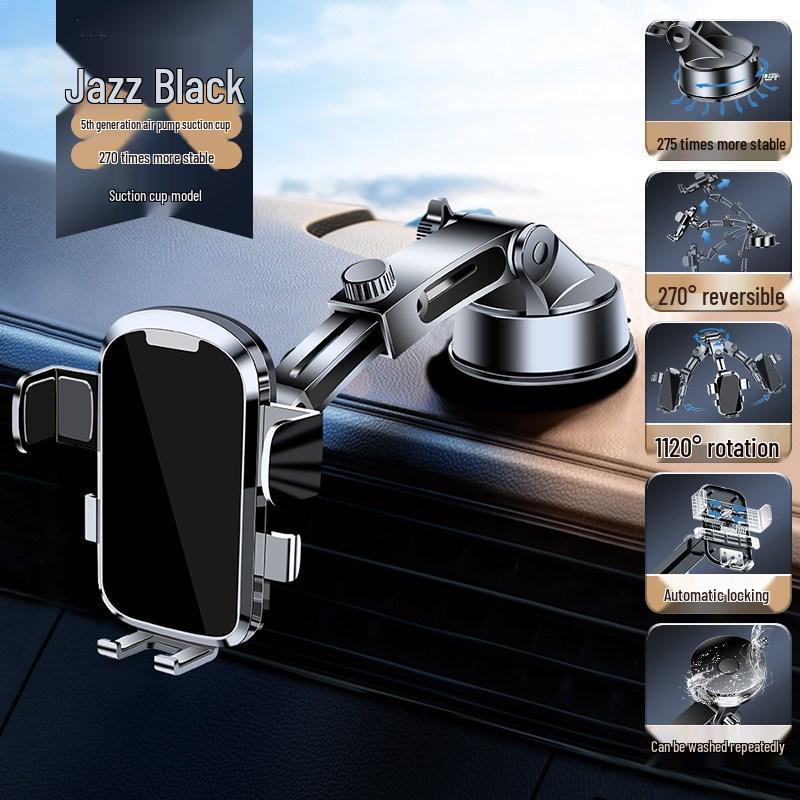 2024 Black Tech Car Phone Holder: Suction Cup & Air Vent Mount for Navigation