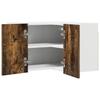 Hanging Corner Cabinet Smoked Oak and White 57 X 57 X 40 Cm