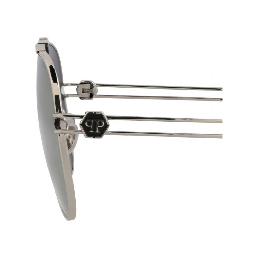 Philipp Plein Aviator Frame Titanium Sunglasses Palladium Palladium Silver