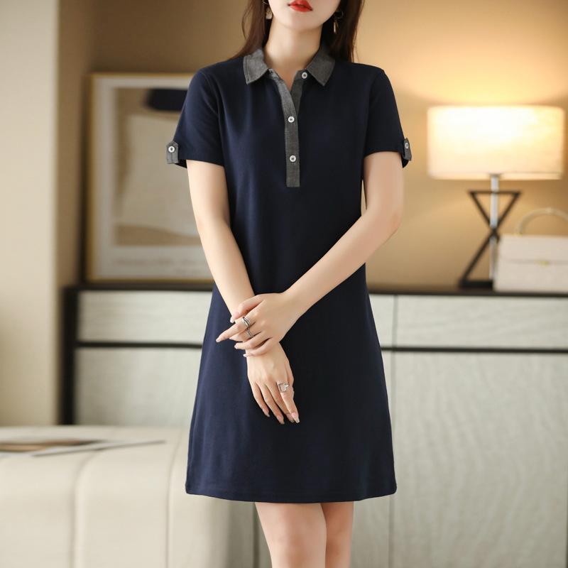 

Женское платье-поло, летнее, однотонное, утягивающее, средней длины, повседневное, спортивное, с лацканами XL
