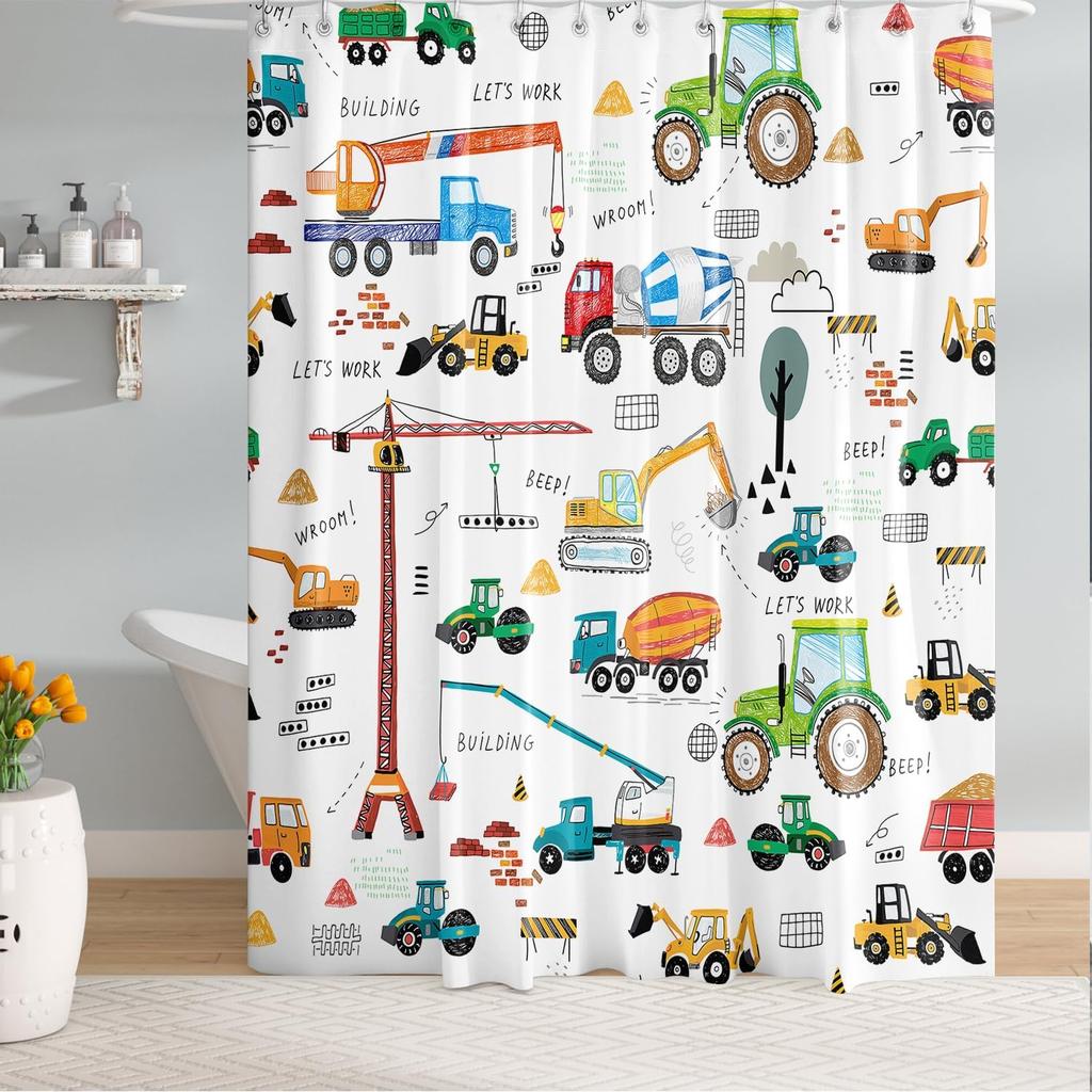 Peopleareok Nautical Coastal Shower Curtain, Funny Kids Sea Turtle Seashell Starfish Shower Curtain for Bathroom Decor, Polyeste