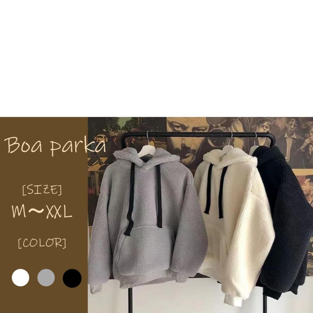 Fluffy Boa Fleece Hoodie [1/2style] Women's (JP, Alphabet, M, Off-White)