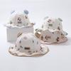 Kids Sun Hat With Large Brim Cotton Cartoon Bear Pattern For Baby Sun Protection
